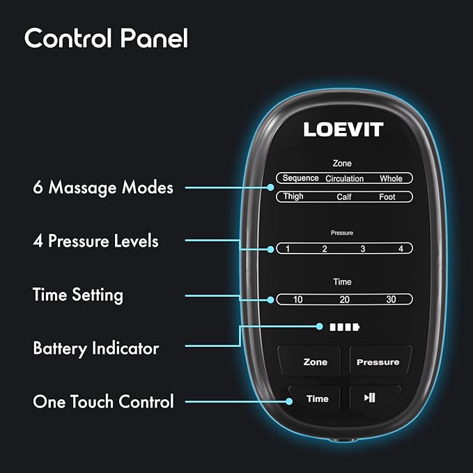 Cordless Air Compression Leg Massager for Pain Relief Full Leg Boots with Dynamic Pressure Enhances Circulation Reduces Muscle Pain Fast Recovery (Single)