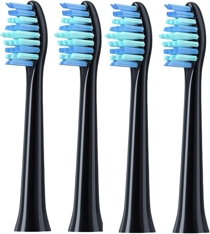 4 Pcs Replacement Brush HeadsCompatible for Huawei HiLink Lebooo Electric Toothbrush Head Teeth Cleaner and Plaque Removal with Dust Cover(Black)