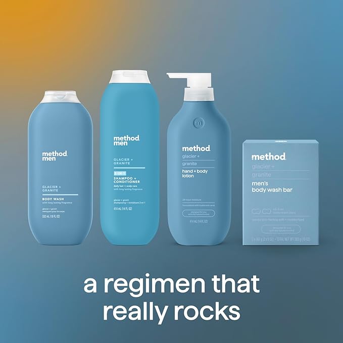 Method Men Body Wash Glacier + Granite Paraben and Phthalate Free 18 FL Oz (Pack of 3)
