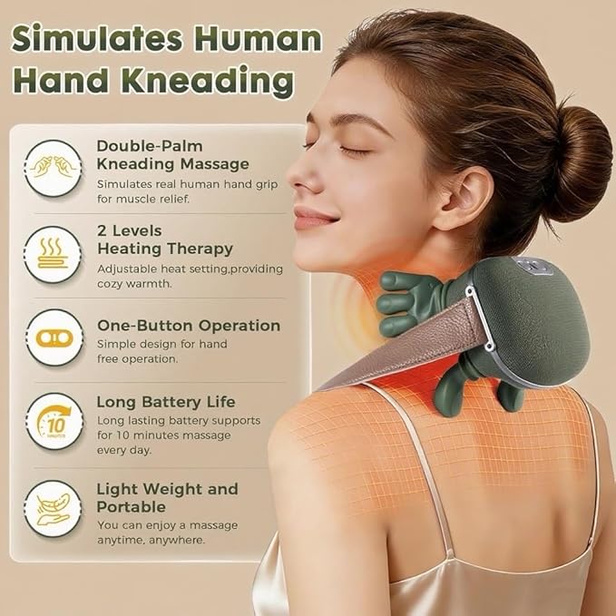 Deep Tissue Shiatsu Neck Massager with Heat 4D Kneading Electric Massager for Neck Shoulders Foot &amp Back Cordless Portable Masajeador de Espalda y Cuello for Home Office Travel
