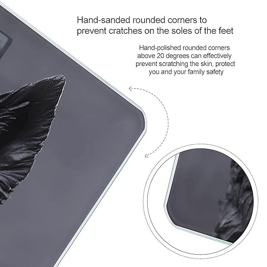 Black German Shepherd Scale for Body Weight Safe Rounded Corners Tempered Glass Digital Bathroom Scale LED Display 400lb Capacity Weight Scales with High Precision Sensors