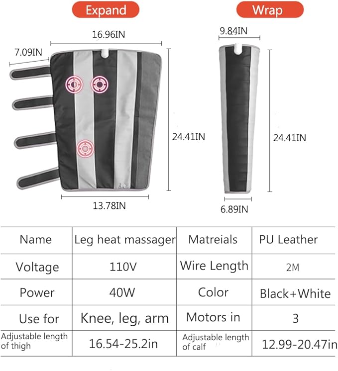 Leg Sculpting Machine Massager Heating Knee Calf Thigh Massage for Circulation and Pain Relief Anti Cellulite Removal for Legs Sculptor Leggings for Women Workout (Black Single)