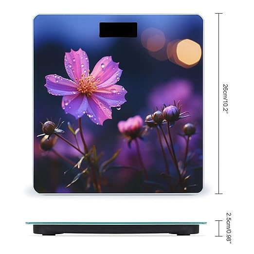 Digital Bathroom Scale for Body Weight Scale with Bright LCD Display High Accuracy Step-On Technology Auto On/Off Purple Flowers at Night Digital Scales 400 Lbs /180kg