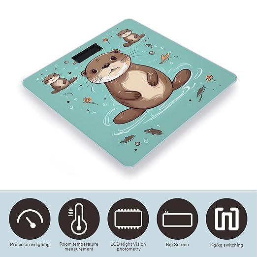 Digital Bathroom Scale for Body Weight Scale with Bright LCD Display High Accuracy Step-On Technology Auto On/Off Cartoon Cute Otter Digital Scales 400 Lbs /180kg
