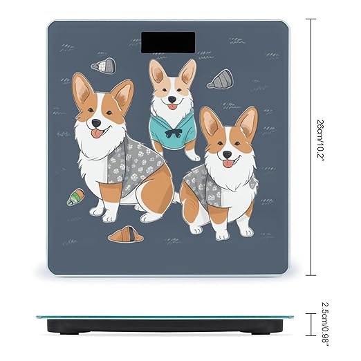 Wearing Clothes Corgi Dogs Weight Scale Digital Electronic Scales Bathroom Scale Larg LCD Backlight Display High Precision MeasurementsTempered Glass