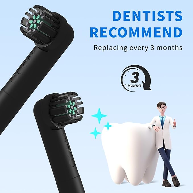 Toothbrush Replacement Heads Compatible with Quip 360 Oscillating Electric Toothbrush Soft Bristles Brush Heads Black Pack of 4