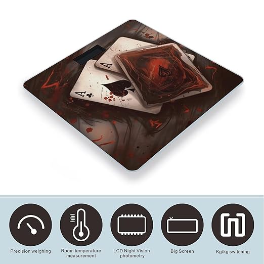 Playing Cards Bathroom Scale Large LCD Backlight Display Digital Scale Rounded Corners Body Scales Automatic Power On/Off Bathroom Scales for Home Bedrooms
