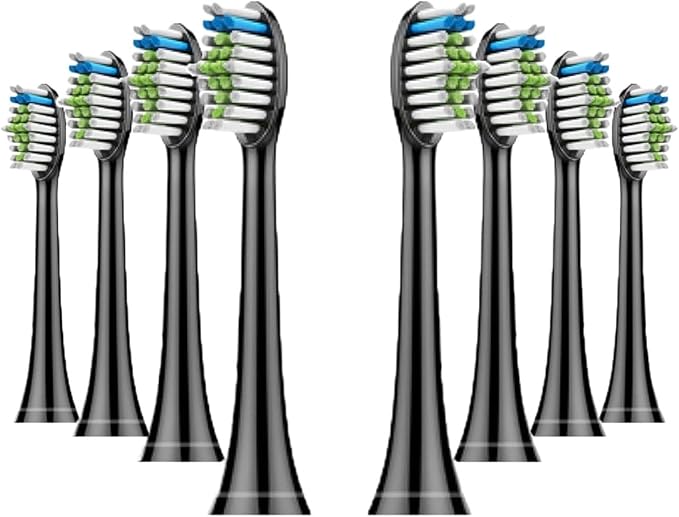 4pcs Replacement Brush Head Compatible with PH Care Diamondclean Electric Toothbrush(8pcs Black)