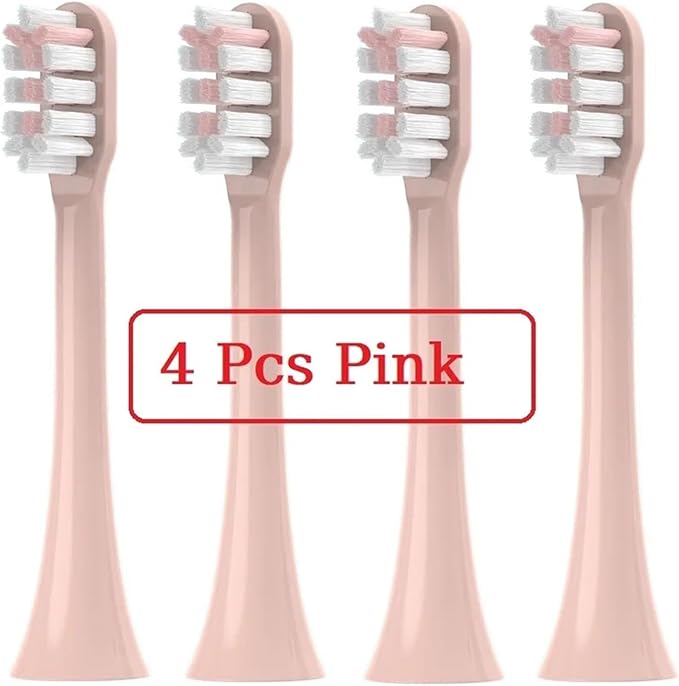 4 Pcs Replacement Brush Heads Compatible for V1/X1/X3/X5/X3U/X3PRO/v1/v2 Electric Toothbrush(4 Pcs Pink)