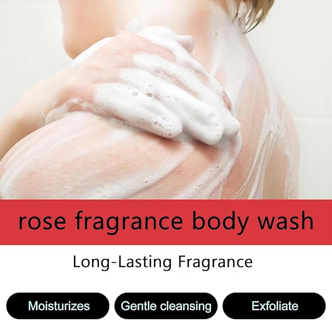 Rose Fragrance Body Wash 500g Aroma Hydrate Body Wash Rose Anti-Aging Deep Moisture Shower Gel Golden Glow Shower Gel 48h Fragrance &amp 72h Gentle Cleansing for All Skin Types (1pcs)