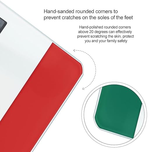 Flag of Mexico Scale for Body Weight High Precision Digital Weight Scales with LCD Display Anti-Slip Sturdy Slim Tempered Glass Bathroom Scale for Home Use
