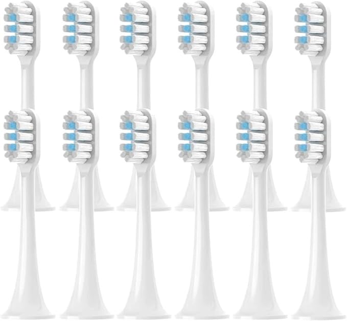 Compatible for XIAOMI MIJIA T300 Replacement Toothbrush Sonic Electric Vacuum Brush Heads 4/8/12/16PCS(T300White Blue-12pcs)