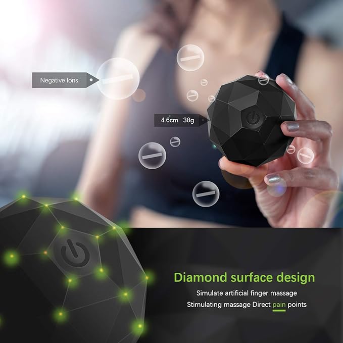 Electric Vibrating Massage Ball 2-Speed Fitness Yoga Pilates Physical Therapy Massage Roller to Fight Sore MusclesWashable Negative Ion Vibration Massages ball for Muscle RecoveryMyofascial Release