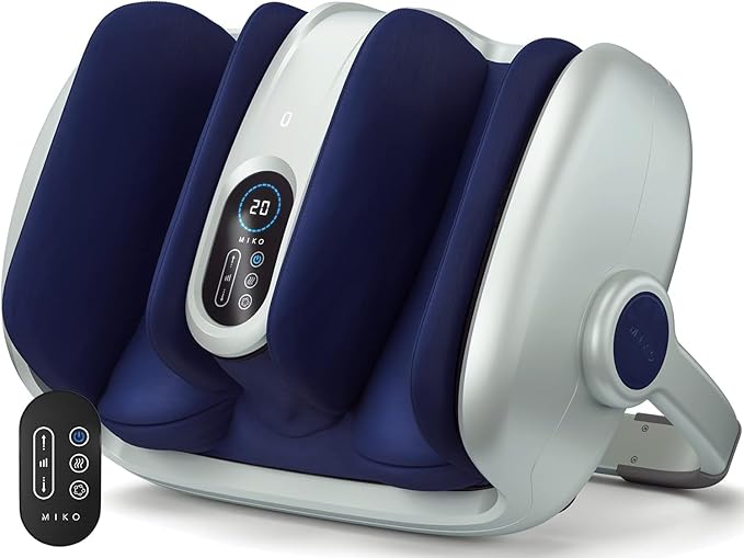 MIKO Shiatsu Foot Massager for Circulation &amp Pain Relief - Deep Tissue Kneading Heat Therapy for Plantar Fasciitis Neuropathy Diabetics - Fits Up to Size 15