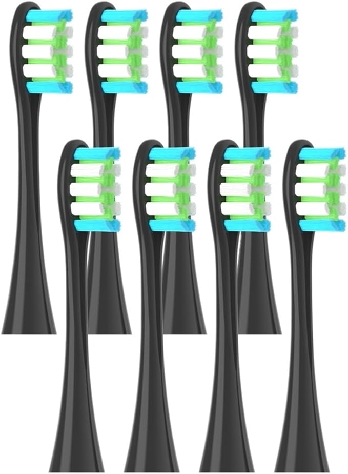 8 Pcs Replacement Brush HeadsCompatible for Oclean X PRO Elite/Flow/F1/One/X/All Series Electric Toothbrush(8 pcs Black)