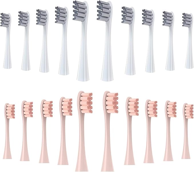 Replacement Brush Head Compatible with Oclean X/X Pro/SE+/ Air / Z1 / F1 / One Electric Toothbrush Soft Bristle Brushes Replaceable Head Fit Sonic(10 Grey 10 Pink)