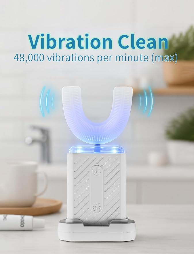 U-Shaped Electric Toothbrush 4 Modes 60-Second Clean Magnetic Contact Charging Compact and Lightweight
