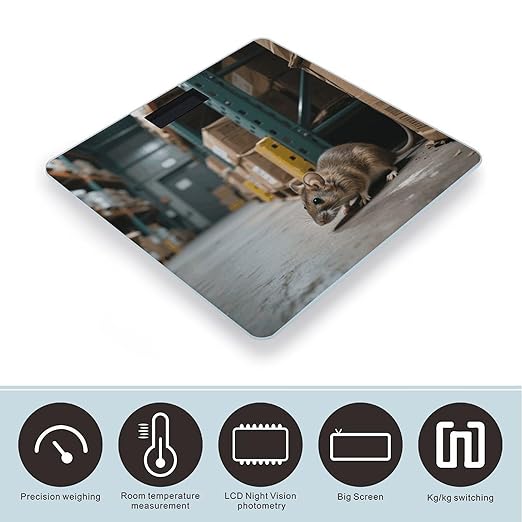 Warehouse Rat Weight Scale Cute Bathroom Scale for Body Highly Accurate Digital Weighing Machine for People Compact LCD Display Scales with Sturdy Toughened Glass Scales