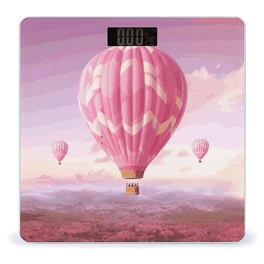 Pink Hot Air Balloon Bathroom Scale for Body Weight 400 Lb Weight Scale with High Precision Sensors Tempered Glass Highly Accurate Digital Weighing Machine for People