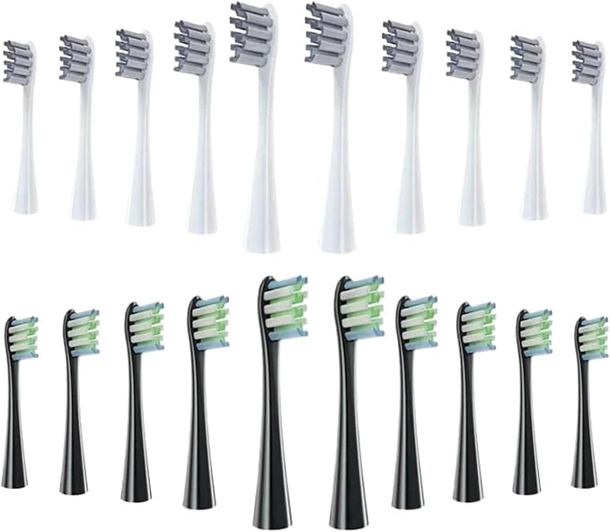 Brush Head Replacement Compatible for Oclean Electric Toothbrush Soft Bristle X/X PRO/ Z1 Brushes Replaceable(10 Grey 10 Black)