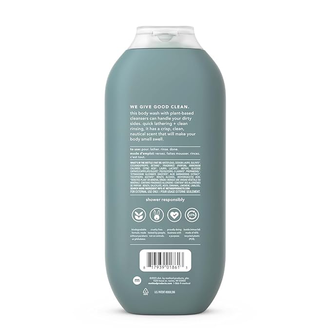 Method Men Body Wash Sea + Surf Paraben and Phthalate Free 18 FL Oz (Pack of 3)Softening
