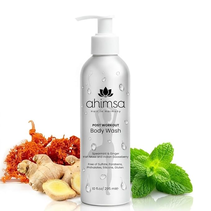 Ahimsa Gentle All Natural Body Wash for Women Moisturizing Body Wash Sensitive Skin Dry Skin &amp All Complexions Invigorating Spearmint &amp Ginger Antioxidant-Rich Plant-Based Sulfate Free (10