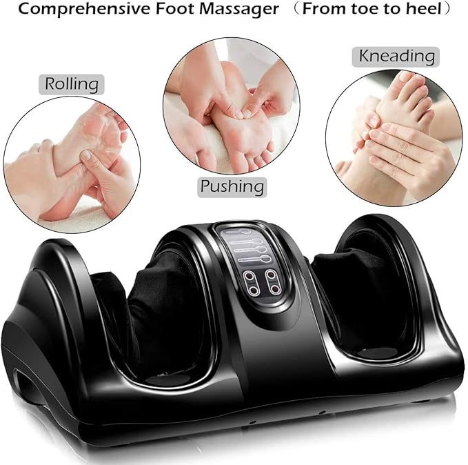 LDAILY Therapeutic Shiatsu Foot Massager Kneading and Rolling Massage for Foot with High Intensity Rollers 4 Optional Modes Electric Shiatsu Foot Massager with Remote Control (Black)
