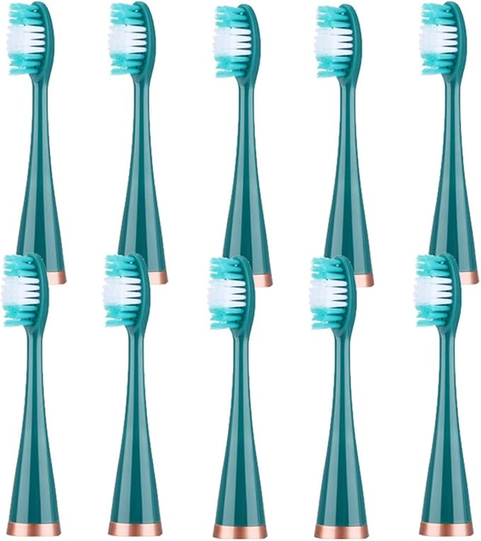 10pcs Replacement Brush Heads Compatible for Sonic Electric Teeth Whitening Device Teeth Cleaner Remove(Green)