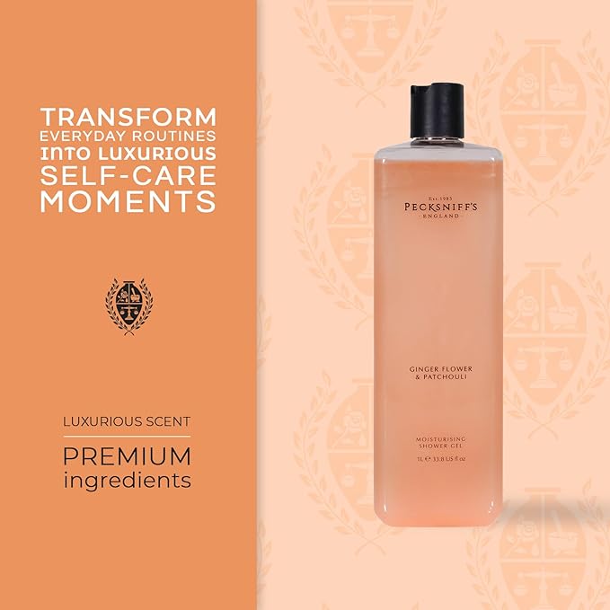 Pecksniff's Ginger Flower &amp Patchouli Moisturizing Shower Gel | 1000 ml / 33.80 Fl Oz