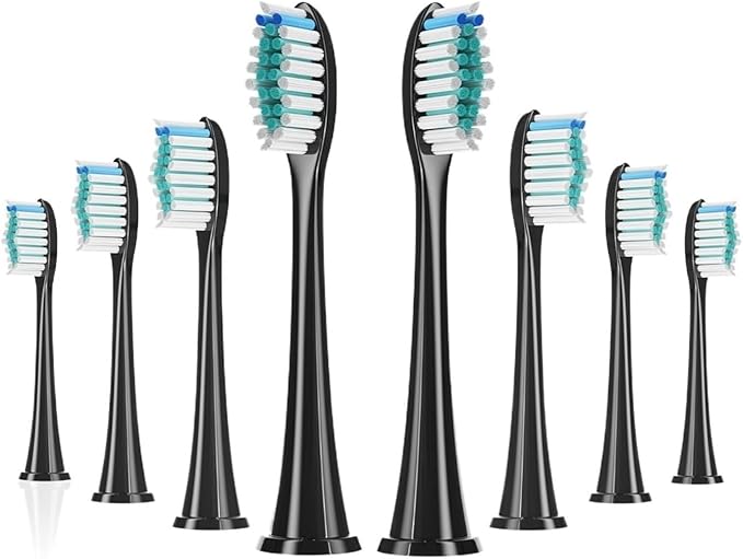 Replacement Toothbrush Heads Compatible with Phili Sonic Care Electric Handles(8pcs Black)