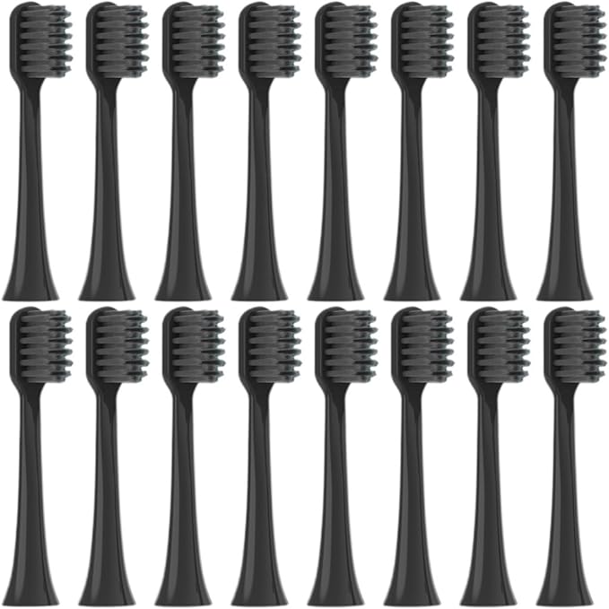 16pcs Replacement Toothbrush HeadsCompatible for EFZQ E10/E10C/E10S/F10 Soft Bristle Nozzles(16black Soft Care)