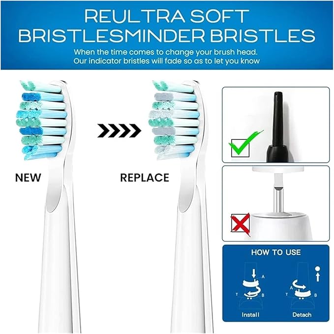 10/20Pcs Replaceable Brush HeadsCompatible for Seago/Fairywill Toothbrush FW/SG 507/508/515/551/917/959/908(20black)