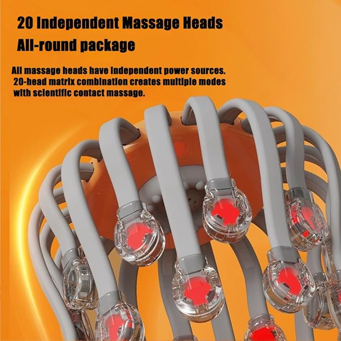 Head Massager 360° Octopus Electric Scalp Massager with 10 Vibrating Points Automatic Scalp Scratcher Promotes Cordless Portable Head Scratcher for Stress Relax (1 White)