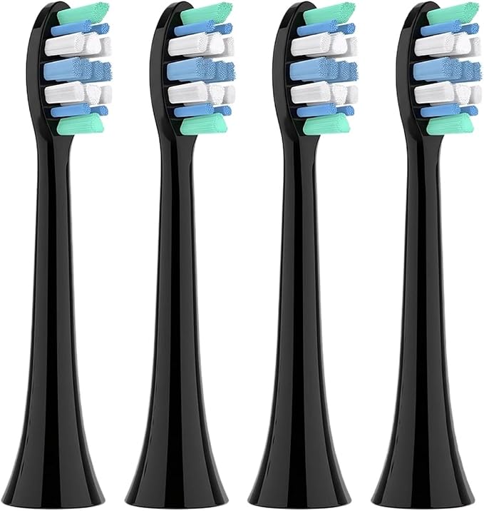 4/8/12/20Pcs Toothbrushes Head Compatible for 1100/2100/4100(Black-4 Pcs)