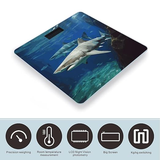 Two White Sharks Bathroom Scale Weight Scale for Body WeightHighly Accurate Digital Weighing Machine Clear LED Display Digital Bathroom Body Scale 400lb/182kg