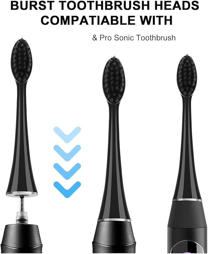 10pcs Replacement Brush HeadsCompatible for Pro Sonic Electric Toothbrush Soft Charcoal Bristles Refill with Dust Cover Cap(10pcs Pink)