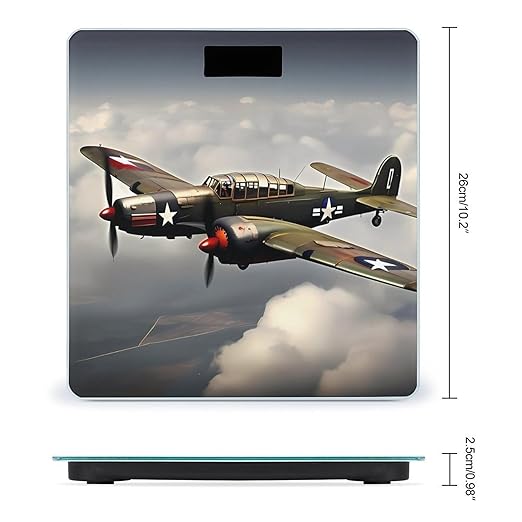 Digital Bathroom Scale for Body Weight Scale with Bright LCD Display High Accuracy Step-On Technology Auto On/Off World War 2 Aircraft Airplane Digital Scales 400 Lbs /180kg
