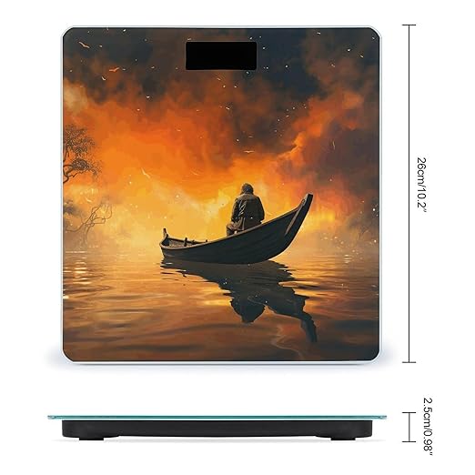 Man and Boat Bathroom Scale for Body Weight Bathroom Weighing Scale with Backlit LCD Display Highly Accurate Measures Weight Up to 180kg