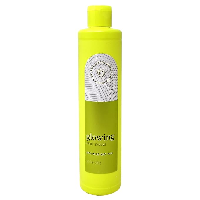 Bath &amp Body Works Glowing With Fruit Enzyme 2 Pack Exfoliating Body Wash Bundle with a Wild Jasmine Bar Soap - Full Size