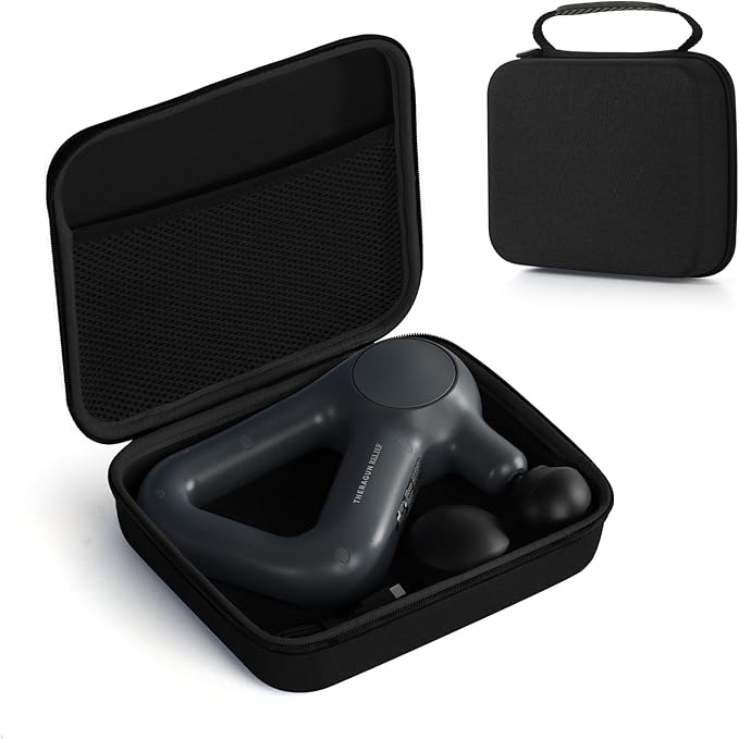 Massage Gun Hard Case Compatible with TheraGun Relief Handheld Percussion Massage Gun Portable Travel Case Storage Carrying Bag with Mesh Pocket for Cables and Other Accessories Black(Case Only)