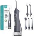 COSLUS Water Dental Flosser Teeth Pick C20(F5020E): Portable Cordless Oral Irrigator 300ML Rechargeable Travel Irrigation Cleaner IPX7 Waterproof Electric Flossing Machine for Teeth Cleaning Grey