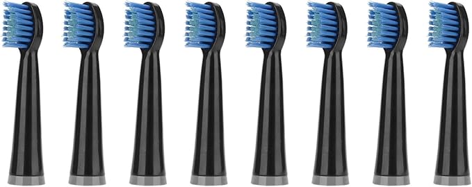 Compatible for AUX A11 Electric Toothbrush Replacement Heads Soft Brush Bristles Nozzles(8PCS Black)