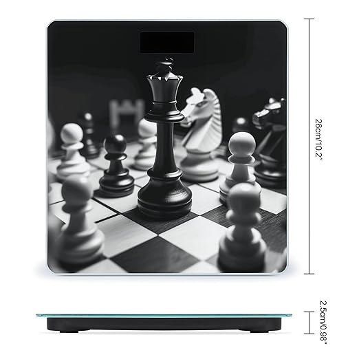 Black and White Chess Bathroom Scale Rounded Smart Scale for Body Weight Automatic Power On/Off Weight Scales Accurate Bathroom Digital Scales for Pet Home Bedroom Kitchen