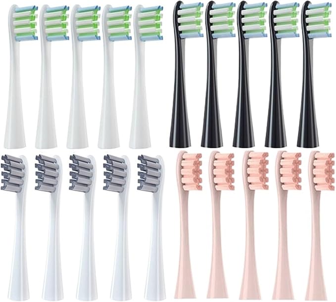 for One/ Air2 /SE/X/X PRO/ Z1/ F1 Electric Toothbrush Head 10 Pcs Replaceable Brush with Independent Package(5White5Greay)