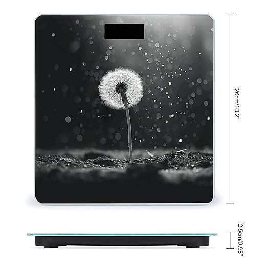 Digital Bathroom Scale for Body Weight Scale with Bright LCD Display High Accuracy Step-On Technology Auto On/Off Dandelion Black and White Digital Scales 400 Lbs /180kg