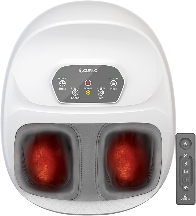 Foot Massager for Plantar Fasciitis Upgraded Full Feet Shiatsu Massage with Heat Remote Control Multi-Level Settings Foot Massager for Neuropathy for Women Men(White)