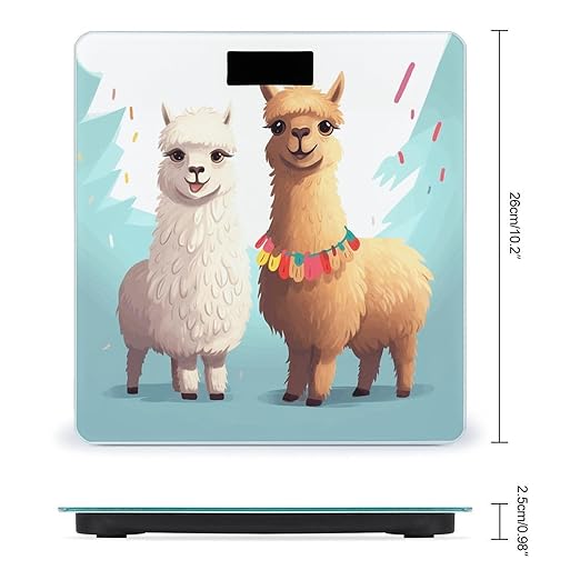 Llama Alpaca Weight ScaleClear LED Display Bathroom Digital Weighing ScaleTempered Glass Digital Bathroom Scale for Body Weight Capacity Up to 400 Lbs
