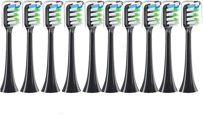 ForCompatible for Xiaomi SOOCAS X3 X5 X3U X1 V1 V2 Clean Brush Heads Replacement Head Bristle Sonic Electric Nozzles with Anti-dust Cap(10 Black)