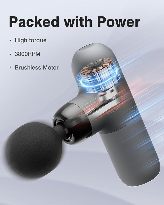Morelax Mini Massage Gun Percussion Muscle Massager for Back Pain Relief Compact Sports Travel Massage Gun with 6 Massage Heads 4 Speeds Gift for Her Home Athletes