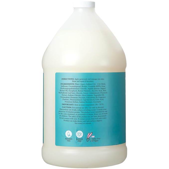 Ginger Lily Farms Salon Formula 100% Pure Morocco Argan Oil Body Wash for All Skin Types 100% Vegan &amp Cruelty-Free 1 Gallon Refill (Pack of 4)